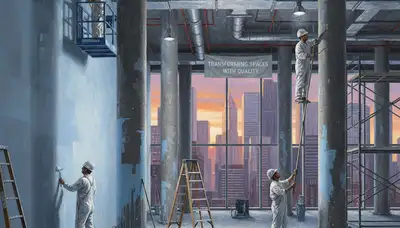 Commercial painting crew in Raleigh, NC applying durable coatings to a business property
