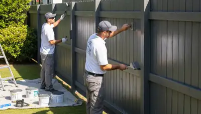 Fence painting in Raleigh, NC by Raleigh Paint Pros for durable weather protection and a refreshed look