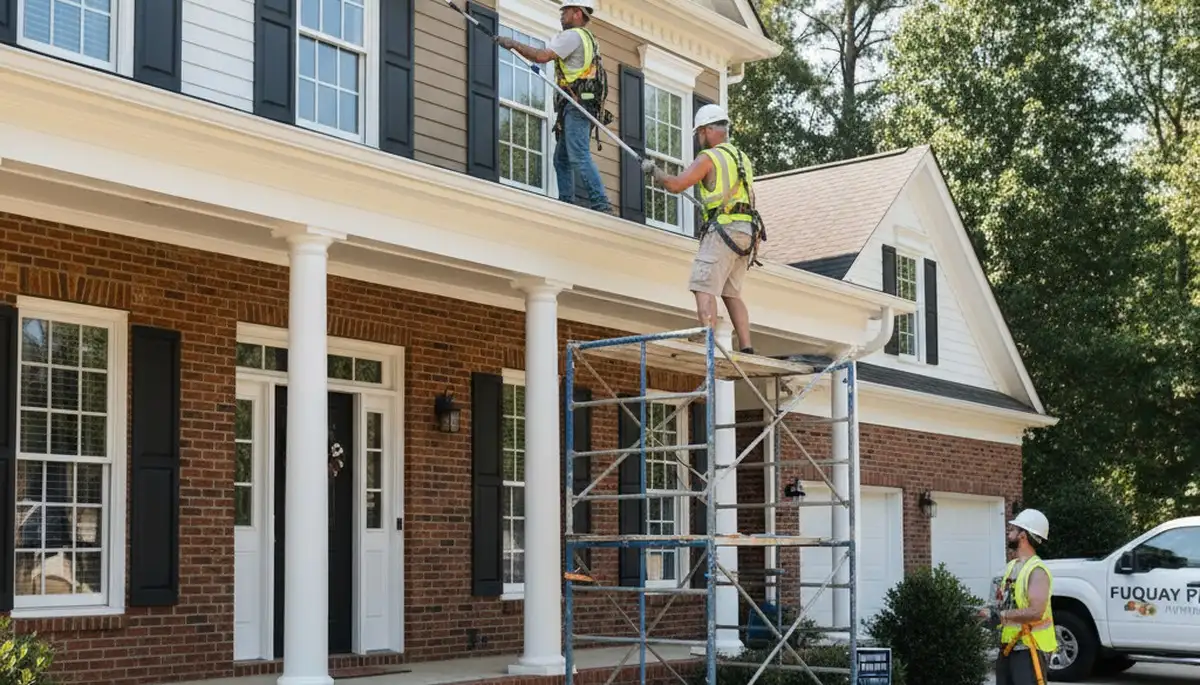 Professional Raleigh NC painters completing a residential painting project