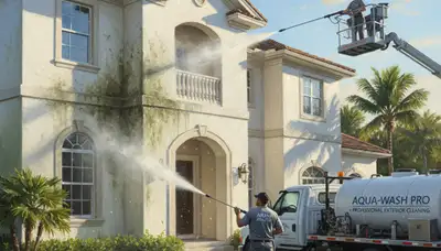 Pressure washing service in Raleigh, NC cleaning siding and concrete for pollen, algae, and grime