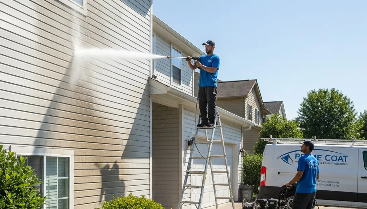 Vinyl siding pressure cleaning in Raleigh, NC by Raleigh Paint Pros for mold and grime removal