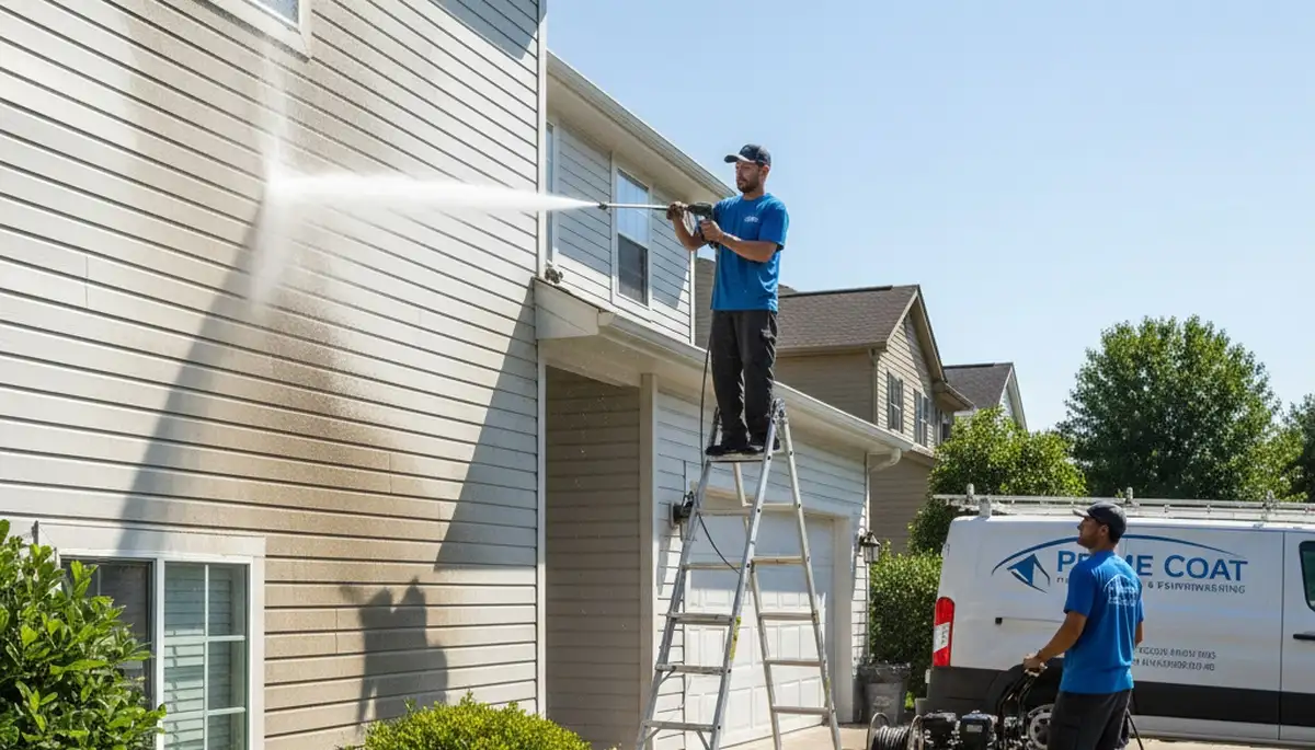 Vinyl siding pressure cleaning in Raleigh, NC by Raleigh Paint Pros for mold and grime removal