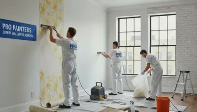 Raleigh, NC painters removing wallpaper for a clean, careful wall prep service